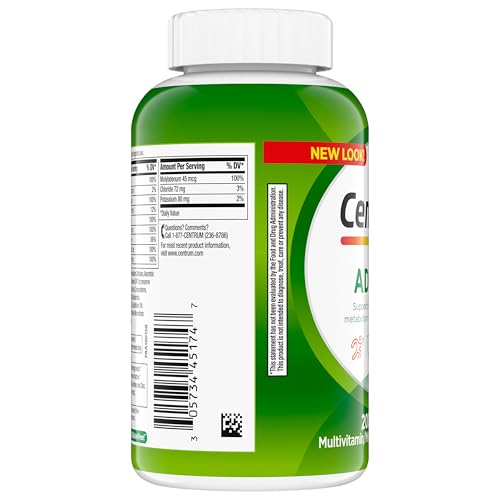 Centrum Adult Multivitamin/Multimineral Supplement with Antioxidants, Zinc, Vitamin D3 and B Vitamins, Gluten Free, Non-GMO Ingredients - 200 Count