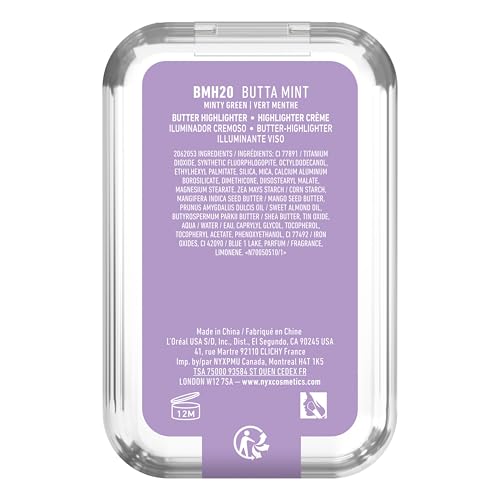 NYX PROFESSIONAL MAKEUP Buttermelt Highlighter, Powder Highlighter Makeup, With Up to 12H Wear and High Impact Glow - 20 Butta Mint (Minty Green)