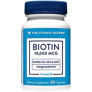 The Vitamin Shoppe Biotin 10,000 MCG, Nutrient Metabolism Support for Healthy Vibrant Hair, Healthy Skin & Strong Nails, Energy Production (60 Capsules)