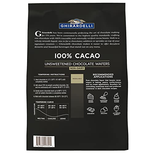 Ghirardelli Chocolate Company 100% Cacao Unsweetened Wafers, 5lb. Bag (Pack of 1)