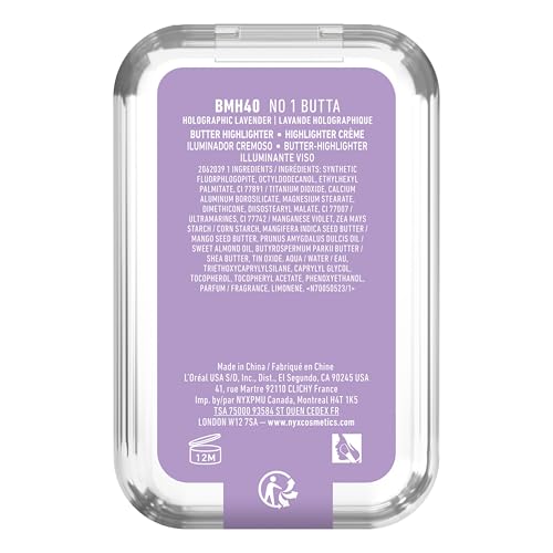 NYX PROFESSIONAL MAKEUP Buttermelt Highlighter, Powder Highlighter Makeup, With Up to 12H Wear and High Impact Glow - 40 No 1 Butta (Holographic Lavender)