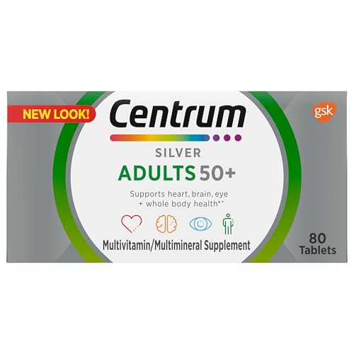 Centrum Silver Adult (80 Count) Multivitamin/Multimineral Supplement Tablet, Vitamin D3, Age 50+