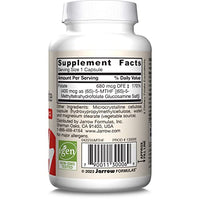 Thumbnail for Jarrow Formulas Extra Strength Methyl Folate 400 mcg, Dietary Supplement for Cardiovascular and Neurologic Health Support, 60 Veggie Capsules, 60 Day Supply