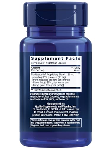 Life Extension Bio-Quercetin, Immune Health Supplement, Heart Health Support, Gluten Free, Non-GMO, Vegetarian, 30 Capsules