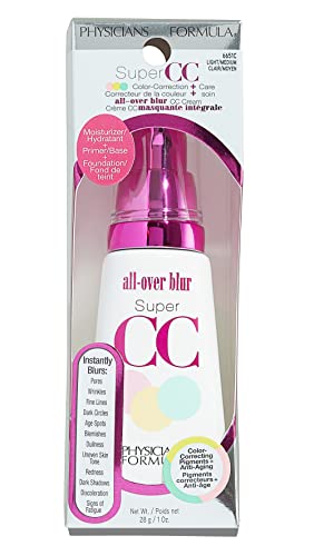 Physicians Formula Super CC+ Cream Foundation, Light Medium, Dermatologist Approved, Color-Correction and Care All-Over Blur CC Cream