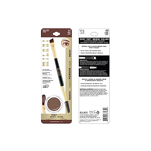 Milani Stay Put Brow Color - Dark Brown (0.09 Ounce) Vegan, Cruelty-Free Eyebrow Color that Fills and Shapes Brows‚K