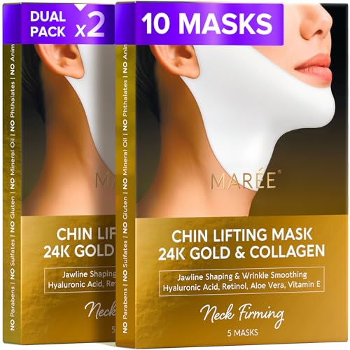 Image 1 of Default Title for the product MAREE V Line Lifting Mask 2 PACK - 24K Gold Double Chin Lifting Mask 10 Ct