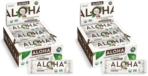 Image 1 of Default Title for the product ALOHA Organic Plant Based Protein Bars - Coconut Chocolate Almond, Vegan, Low Sugar, Gluten-Free, Low Carb, Non-GMO, No Stevia, No Erythritol - 12 Count (Pack of 2)