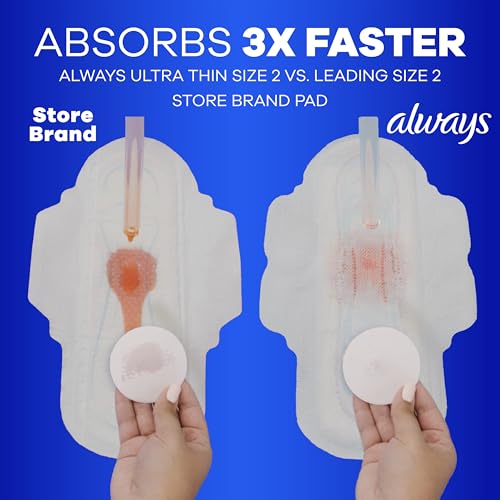 Image 4 of Always Ultra Thin Feminine Pads with Wings Size 1 Regular Absorbency Unscented 46 Count
