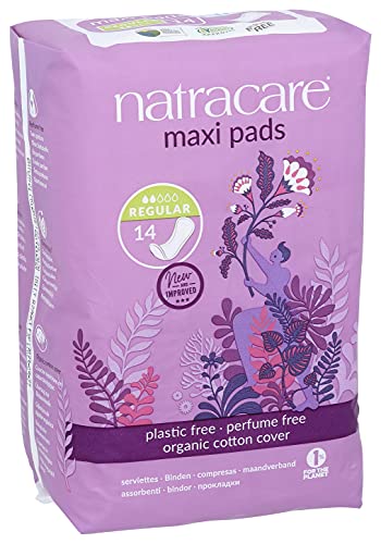 Image 2 of natracare Natural Traditional Style Maxi Pads, Regular, Individually Wrapped, Without Wings in Plant-Based Bag (1 Pack, 14 Pads Total)