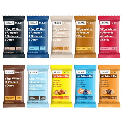 Image 7 of RXBAR Protein Bars, 12g Protein, Gluten Free Snacks, 10-Flavor Variety Pack (10 Bars)