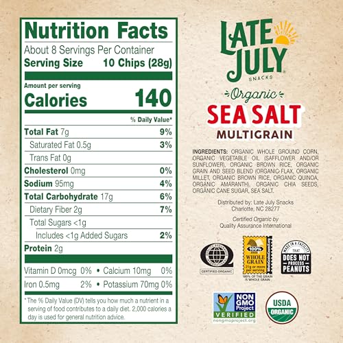 Image 2 of Late July Organic Sea Salt Multigrain Tortilla Chips, 7.5 Ounce