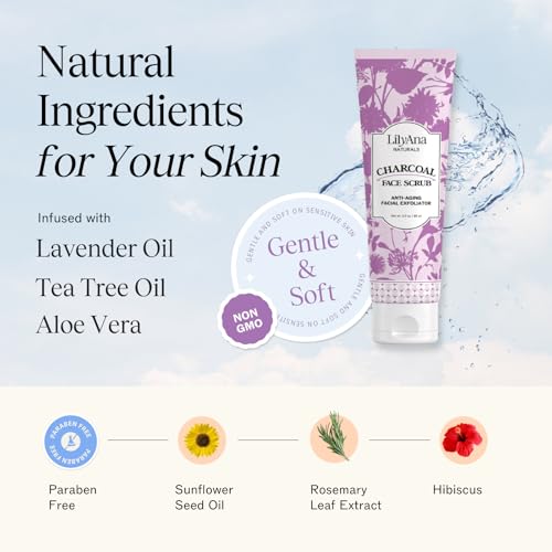 Image 3 of LilyAna Naturals Charcoal Face Scrub Microdermabrasion, 3 oz
