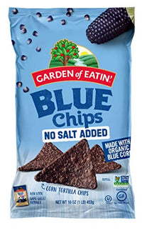 Thumbnail for Image 1 of Unsalted Blue Corn / 16 Ounce (Pack of 1) for the product Garden of Eatin' Blue Corn No Salt Added Tortilla Chips 16 Ounce