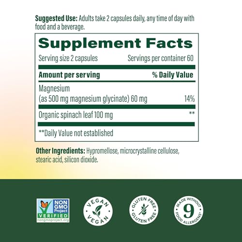Image 2 of MegaFood Magnesium Glycinate 500mg, Normal Sleep & Stress, 120 Capsules