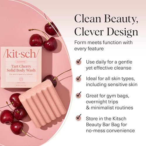 Image 3 of Kitsch Cleansing Tart Cherry Body Wash Bar Soap - 4oz