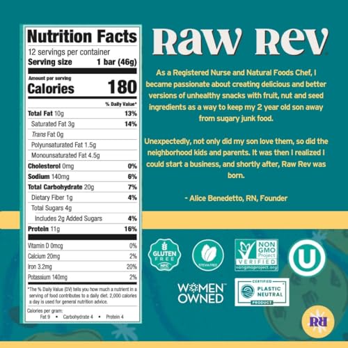Image 2 of Raw Rev Glo Protein Bar, Chocolate Chip Cookie Dough, 12 Bars