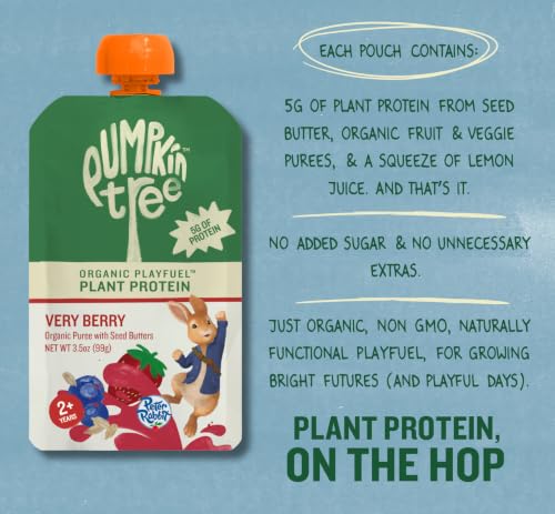 Image 4 of Pumpkin Tree Peter Rabbit Organics Playfuel with Plant Protein, Very Berry, 3.5 Ounce (Pack of 10)