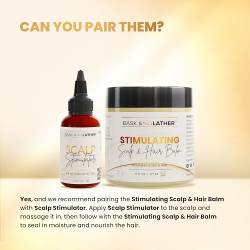 Image 6 of BASK & LATHER Stimulating Scalp and Hair Balm for Hair Growth, 6 oz