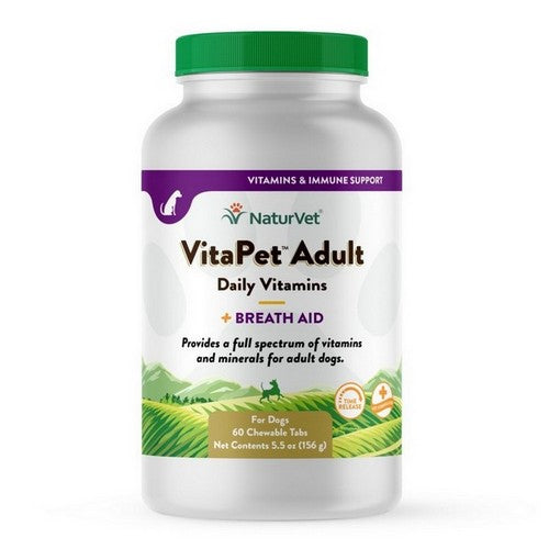 NaturVet Vita Pet Adult Plus Breath Aid Tablets Time Release Jar 1 Each / 60 Tablets, 6.3 Oz by NaturVet
