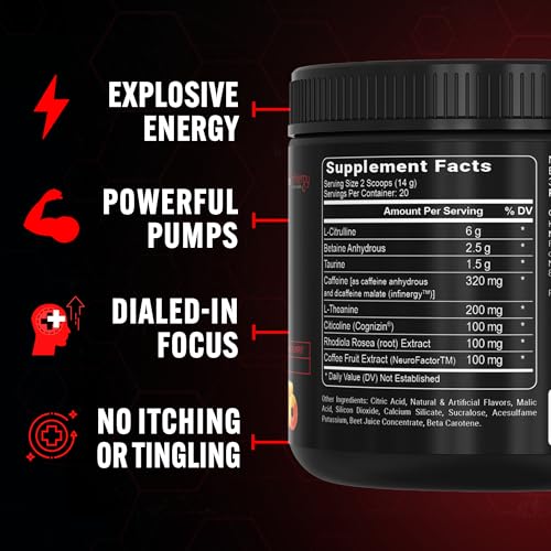 Image 3 of PEScience Prolific Pre-Workout Powder, Sour Peach Candy, 40 Scoops