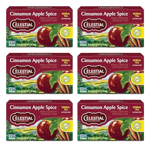 Image 1 of Default Title for the product Celestial Seasonings Cinnamon Apple Spice Herbal Tea, Caffeine Free, 20 Tea Bags Box (Pack of 6)