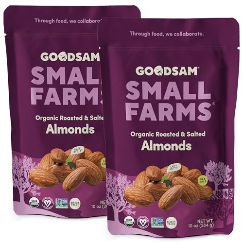 Image 1 of Roasted & Salted / 10 Ounce (Pack of 2) for the product GOODSAM Organic Roasted & Salted Almonds 1.25lbs (2x10z Bags)