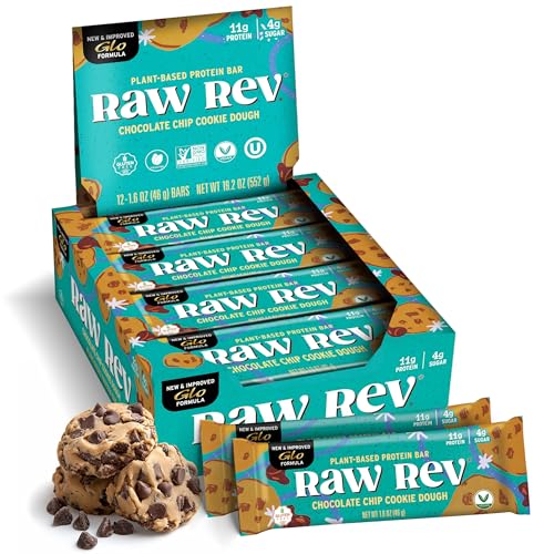 Image 1 of Default Title for the product Raw Rev Glo Protein Bar, Chocolate Chip Cookie Dough, 12 Bars