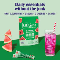 Thumbnail for Image 3 of Ultima Replenisher Electrolyte Powder Drink Mix Bundle ? Sugar Free ? Watermelon, 30 Serving Canister and 20 Stickpacks ? 6 Electrolytes and Minerals ? Keto Friendly, Vegan, Non-GMO