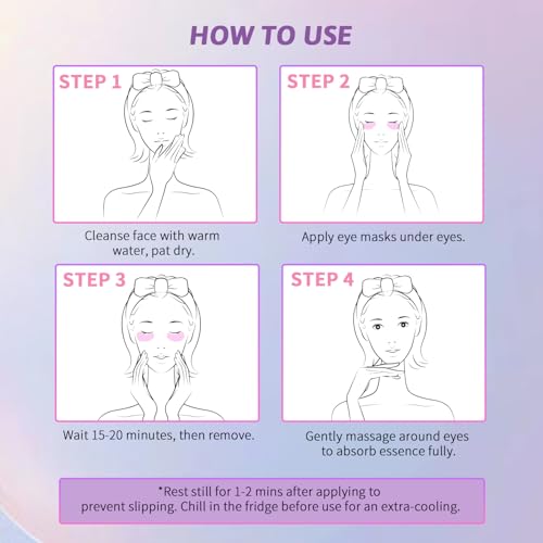 Image 5 of AILEORY Under Eye Patches for Dark Circles, Puffiness, Fine Lines, Eye Mask Set with Retinol, 24K Gold, Caffeine, Gel Mask, 24 Pairs