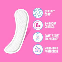 Thumbnail for Image 3 of Carefree Carefree Panty Liners for Women, Long, Unwrapped, Unscented, 92 Ct
