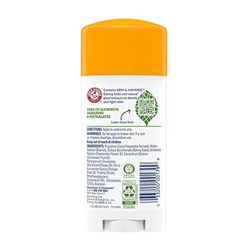 Image 2 of ARM & HAMMER Essentials Deodorant Orange Citrus Solid Oval 2.5 oz Pack of 3