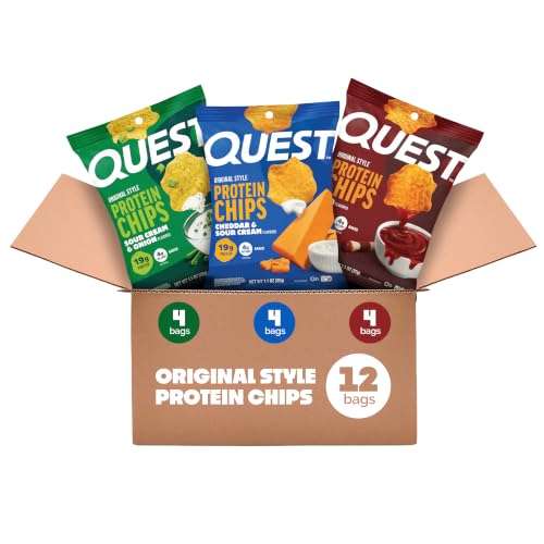 Image 1 of Barbecue, Cheddar & Sour Cream, Sour Cream & Onion / 1.1 Ounce (Pack of 12) for the product Quest Nutrition Protein Chips Variety Pack