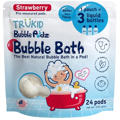Image 16 of Strawberry / 24 Count (Pack of 1) for the product TruKid Bubble Podz Bubble Bath for Kids, Toddlers, & Babies