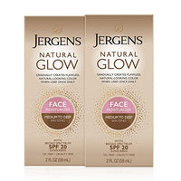 Thumbnail for Image 1 of 2 Fl Oz (Pack of 2) for the product Jergens Natural Glow Face Self Tanner Lotion SPF 20, Medium/Deep, 2 oz, 2pk