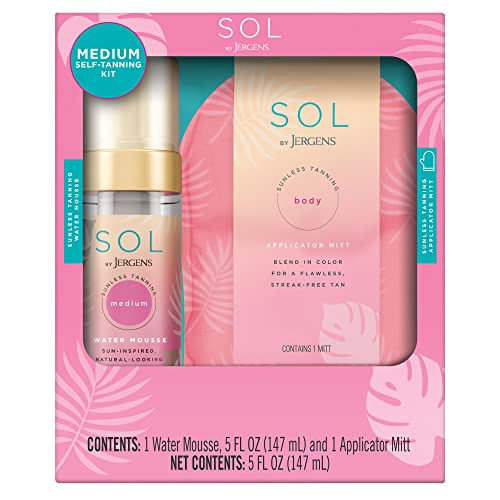 Image 1 of Default Title for the product Jergens SOL Self Tanner Water Mousse Kit in Medium, 5 Oz + 1 Mitt