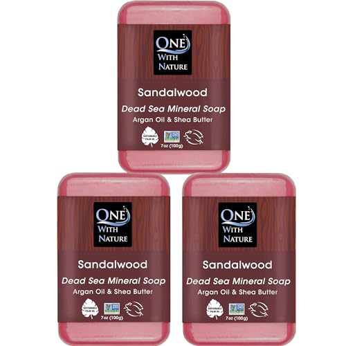 Image 1 of Default Title for the product One With Nature Dead Sea Salt Sandalwood Soap 7oz 3-Pack
