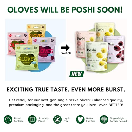 Image 4 of Poshi Pitted Olives & Marinated Veggie Snack Packs, 8 Variety (Pack of 24)