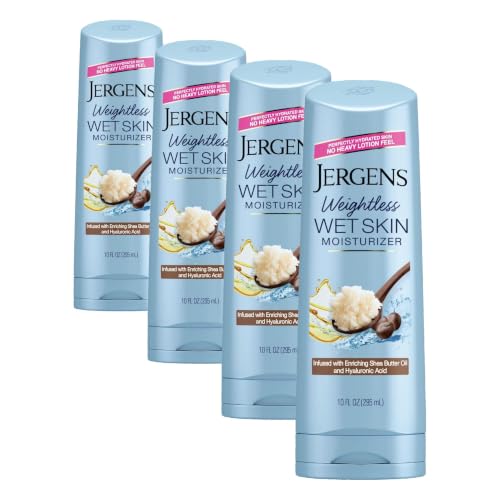 Image 2 of 10 Fl Oz (Pack of 4) for the product Jergens In Shower Lotion For Dry Skin, Wet Skin Moisturizer, 10 fl oz