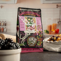 Thumbnail for Image 3 of Bones Coffee Company Blackberry Cobbler Flavored Coffee Beans, Medium Roast Ground Coffee Low Acid (12 oz)