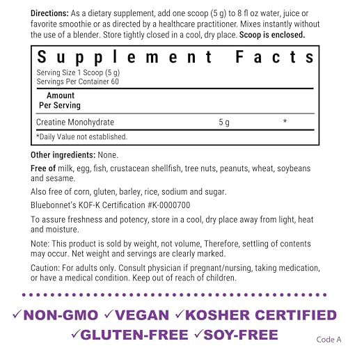 Image 2 of BlueBonnet Nutrition Micronized Creatine Monohydrate 5 g, 10.58 oz