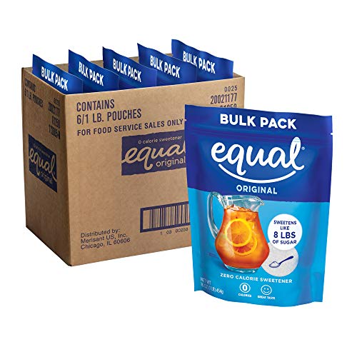 Image 1 of Original / 16 Ounce (Pack of 6) for the product Equal 0 Calorie Sweetener, Powdered Aspartame and Acesulfame-K Sweetener, 1 Pound Bulk Bag (Pack of 6)