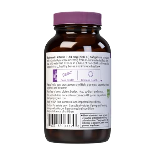 Image 3 of BlueBonnet Nutrition Vitamin D3 2000 IU, 100 Vegetable Capsules