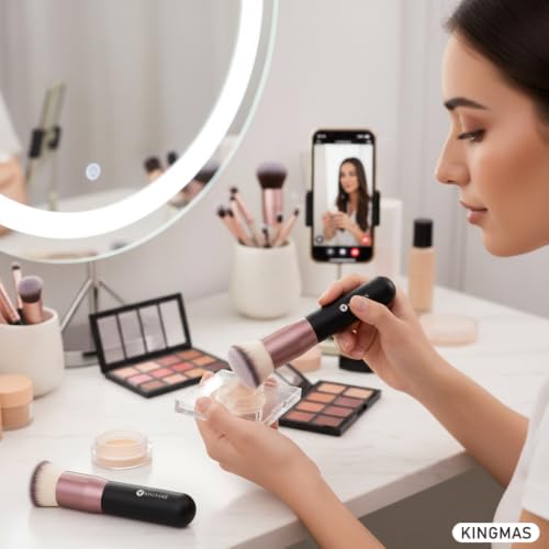 Image 4 of KINGMAS Flat Top Foundation Brush, Premium Kabuki Makeup Brush