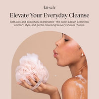 Thumbnail for Image 2 of Kitsch Shower Loofah – Soft Mesh Body Scrubber & Bath Sponge - 3pc Set