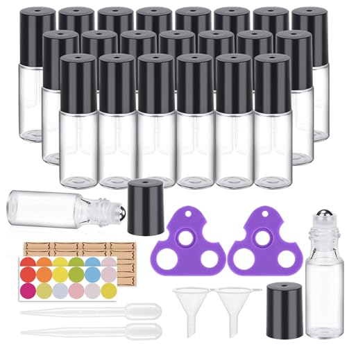 Image 1 of Default Title for the product Easytle Essential Oil Roller Bottles 24 Pack 5ml Clear Glass Roller Bottles for Oils