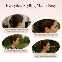 Thumbnail for Image 6 of Kitsch Octopus Hair Clips For Women - Classic Black & Tortoise, 2pcs