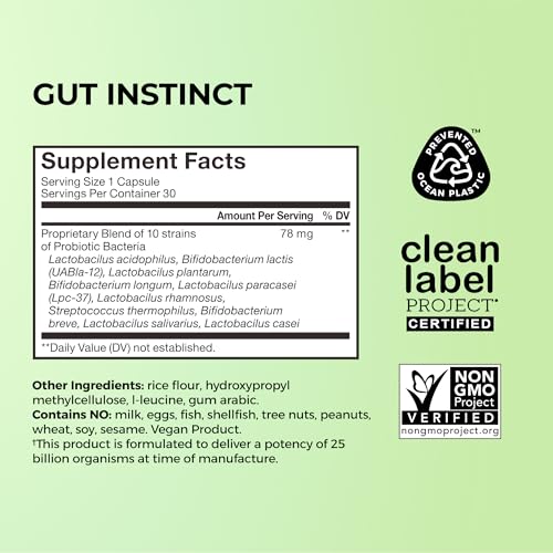 Image 6 of HUM Gut Instinct Daily Probiotic, Digestive & Immune Support, 30 Count