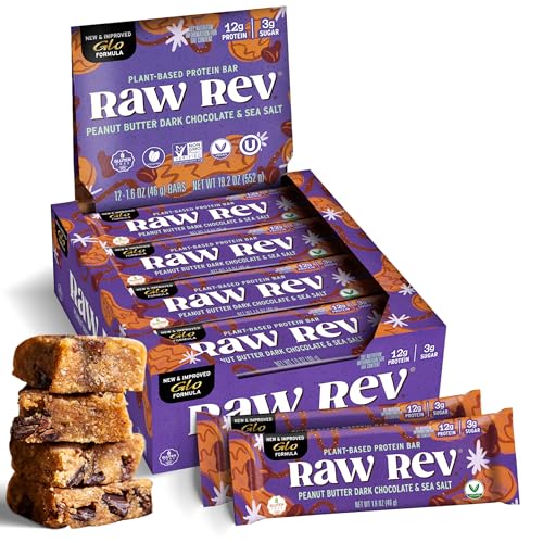 Image 1 of Default Title for the product Raw Rev Glo Protein Bar, Peanut Butter Dark Chocolate & Sea Salt, 12 Bars