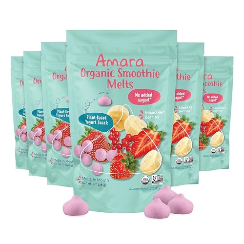 Image 1 of Default Title for the product Amara Smoothie Melts - Mixed Red Berries - Baby Snacks Made With Fruits and Vegetables - Healthy Toddler Snacks For Your Kids Lunch Box - Organic Plant Based Yogurt Melts - 6 Resealable Bags